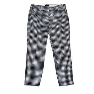J Crew Cameron Check Pants Size 10 Navy‎ Blue White Bi-Stretch